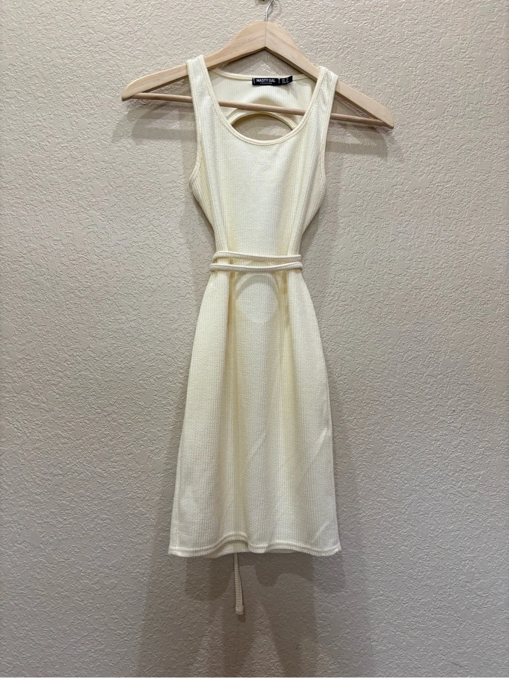 Nasty Gal Ribbed Knit Backless Mini Dress Sz 6 Summer Beach Pastel Boho